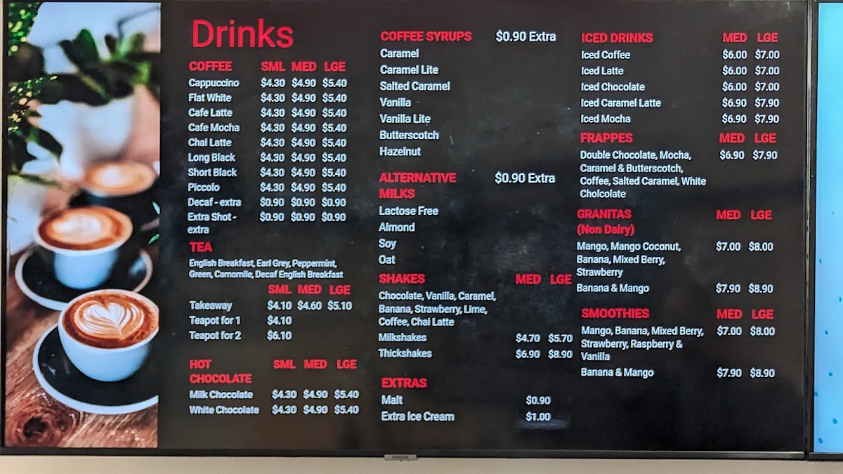 Menu, Bec's Café
