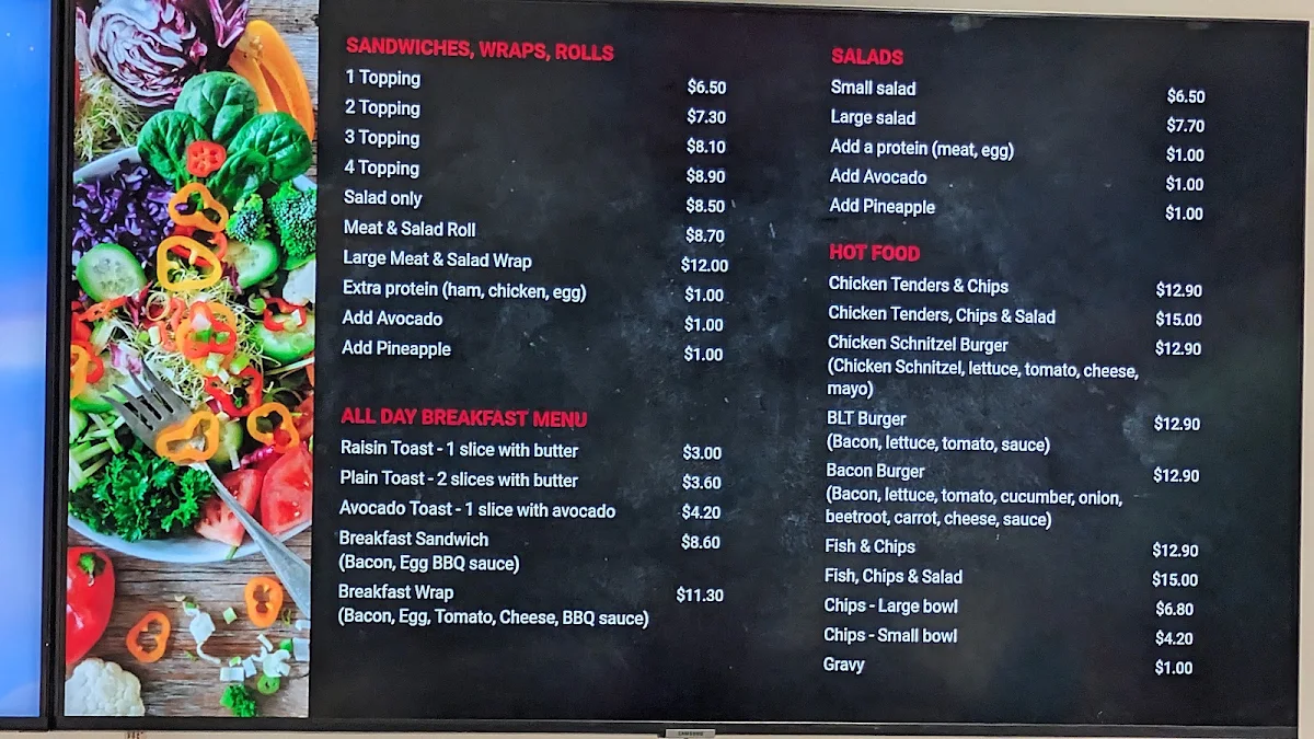 Menu, Bec's Café