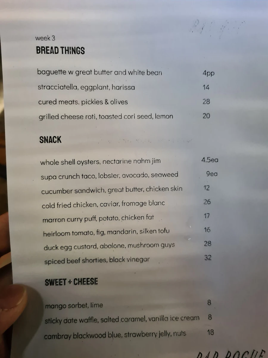 Menu, Bar Rogue