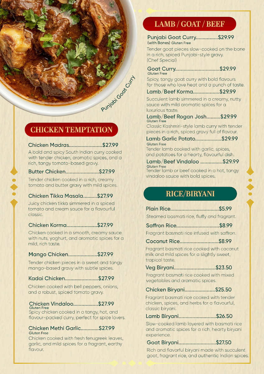Menu, Smoke N Sizzle