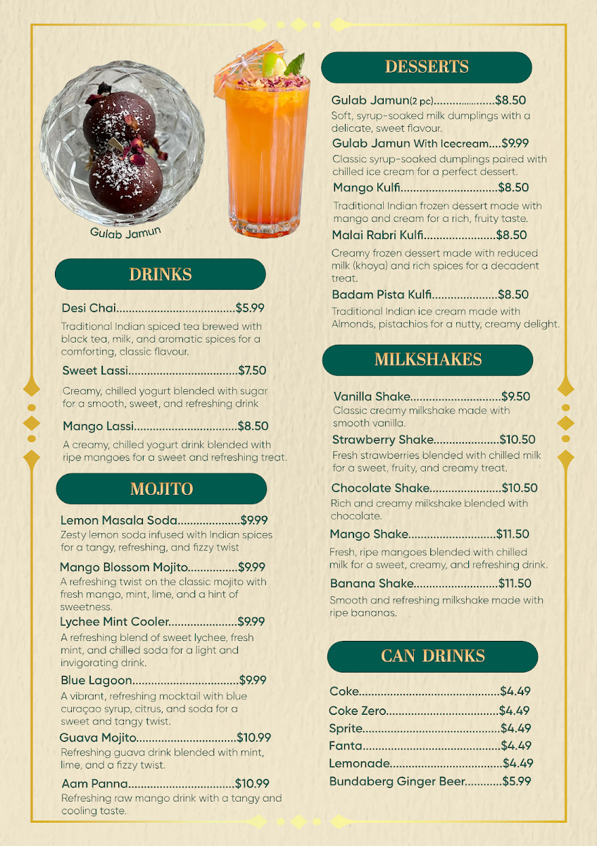 Menu, Smoke N Sizzle