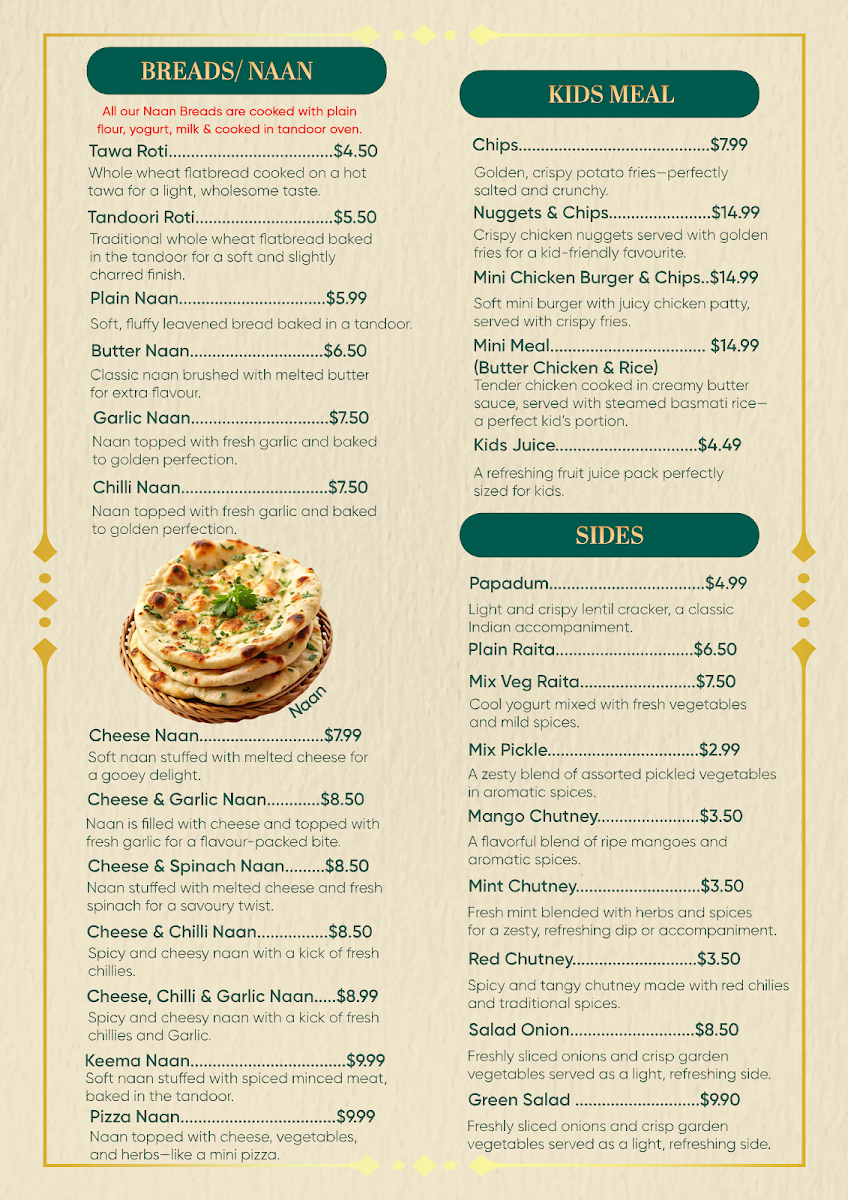 Menu, Smoke N Sizzle