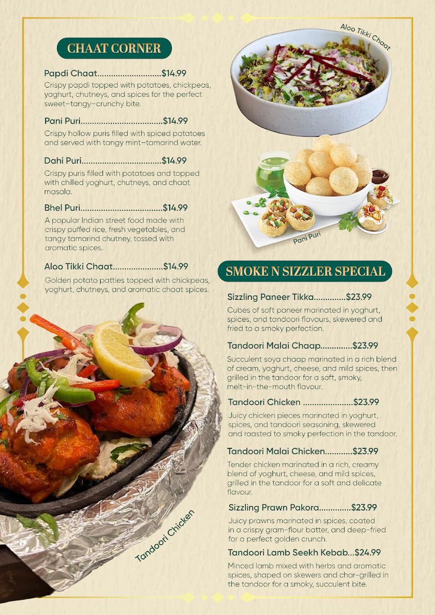 Menu, Smoke N Sizzle