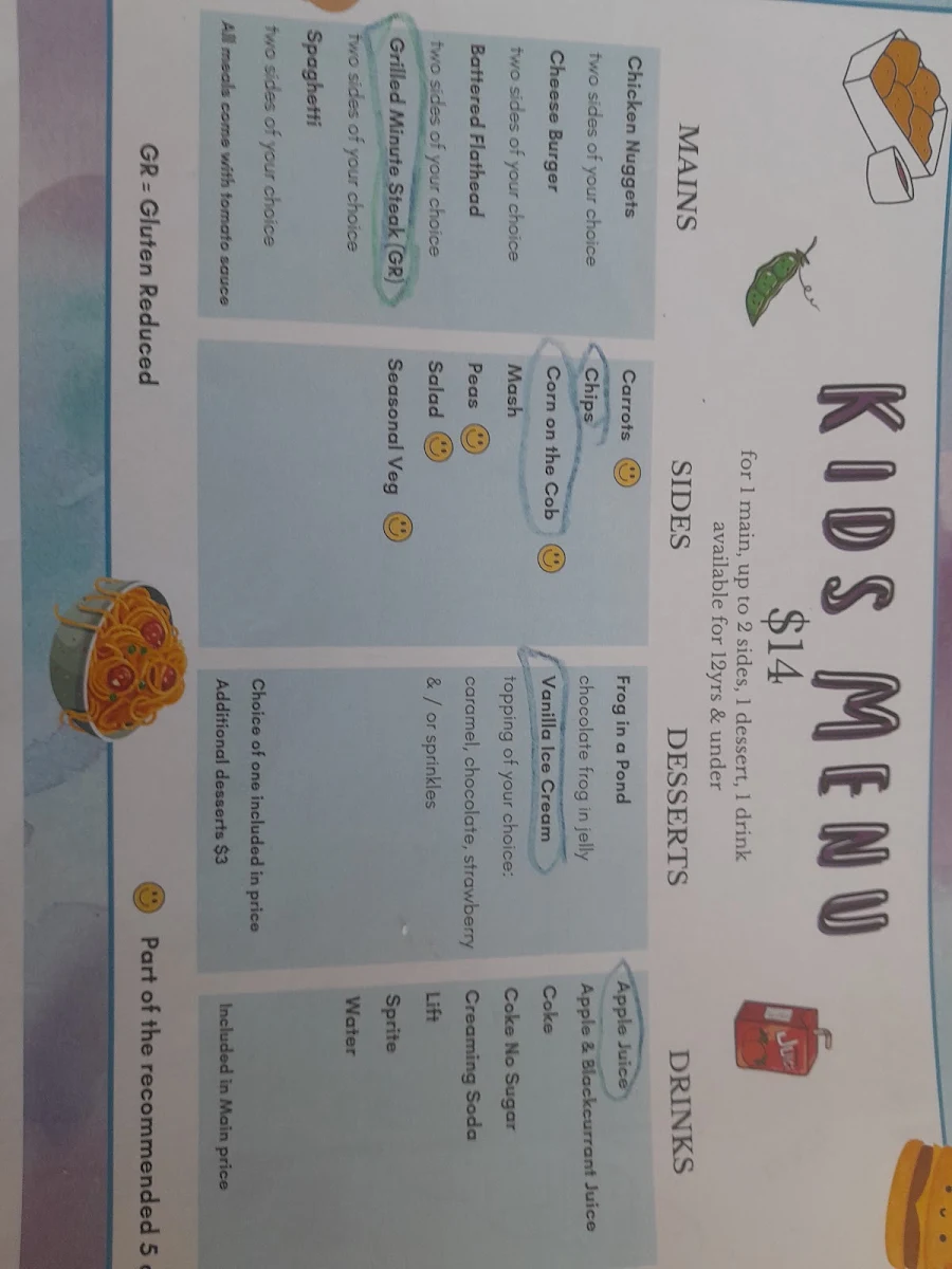 Menu, Coomera Tavern
