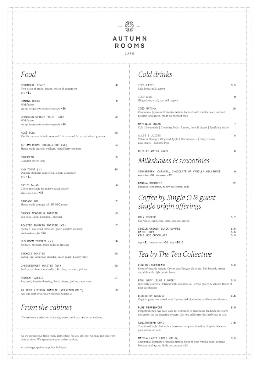 Menu, Haze Cafe Stockton