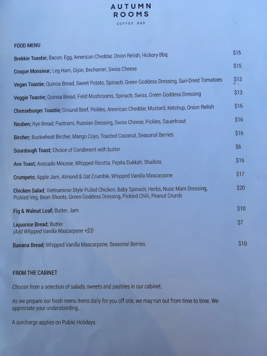 Menu, Haze Cafe Stockton