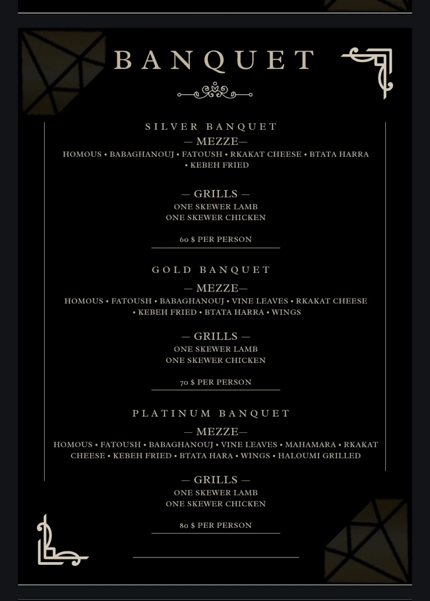 Menu, Diamond Restaurant and shisha bar