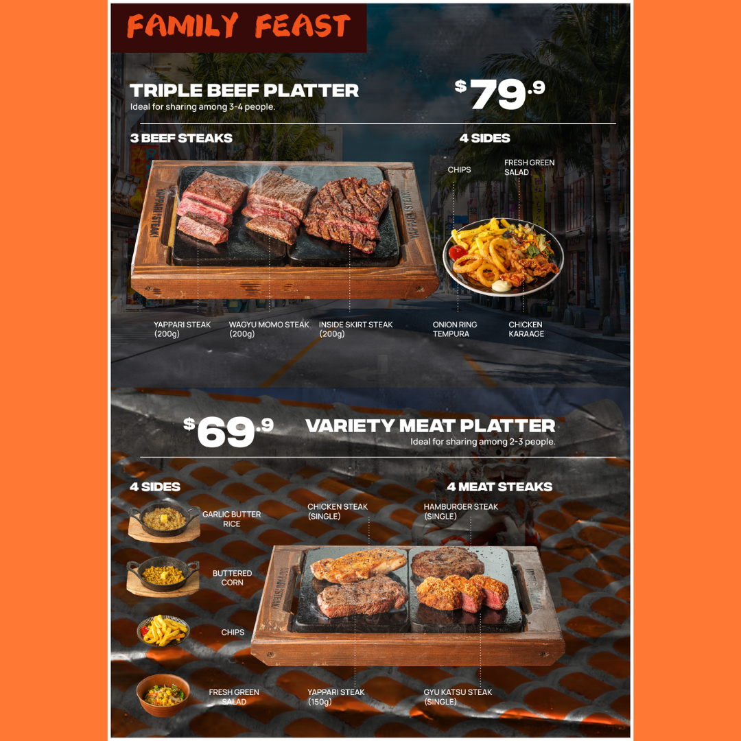 Menu, Yappari Steak Melbourne Central