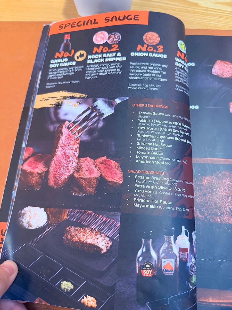 Menu, Yappari Steak Melbourne Central