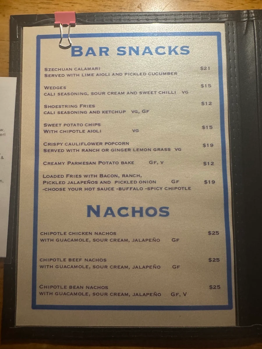 Menu, Town Hall Hotel Newtown