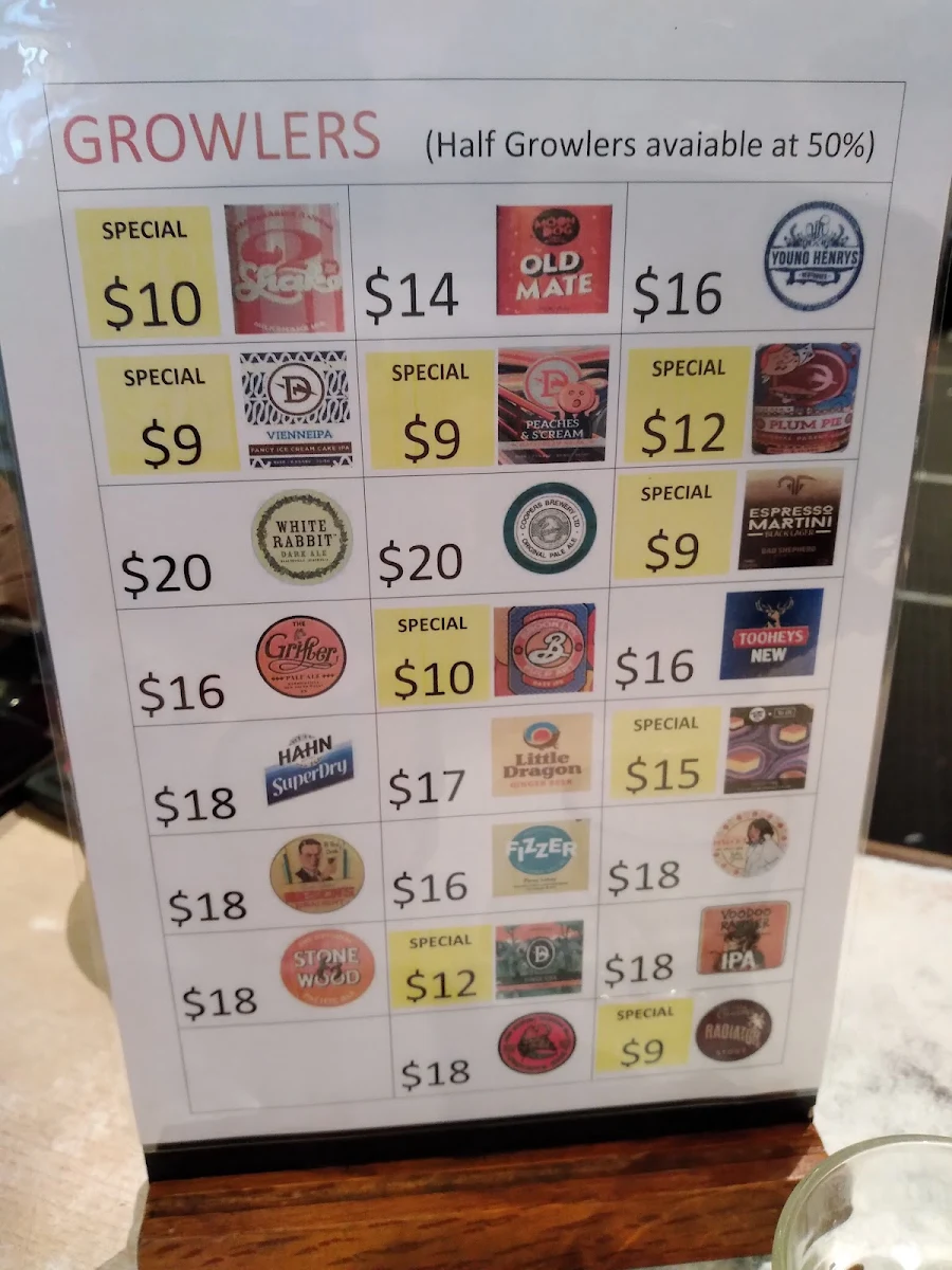 Menu, Town Hall Hotel Newtown