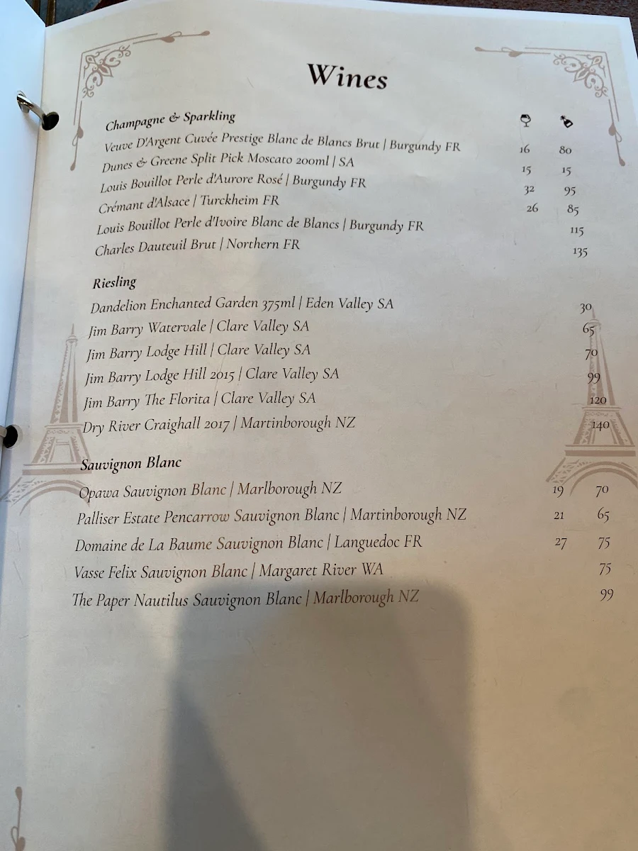 Menu, La Boucherie French Restaurant