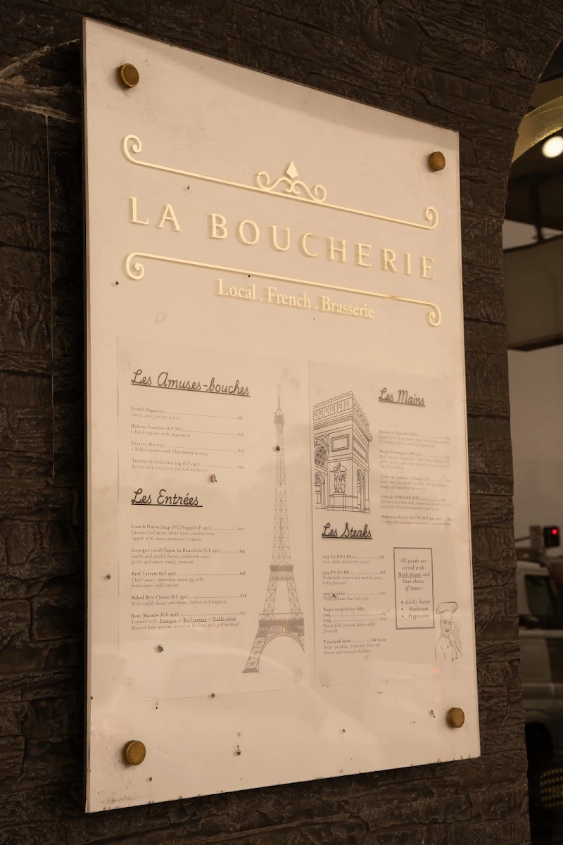Menu, La Boucherie French Restaurant