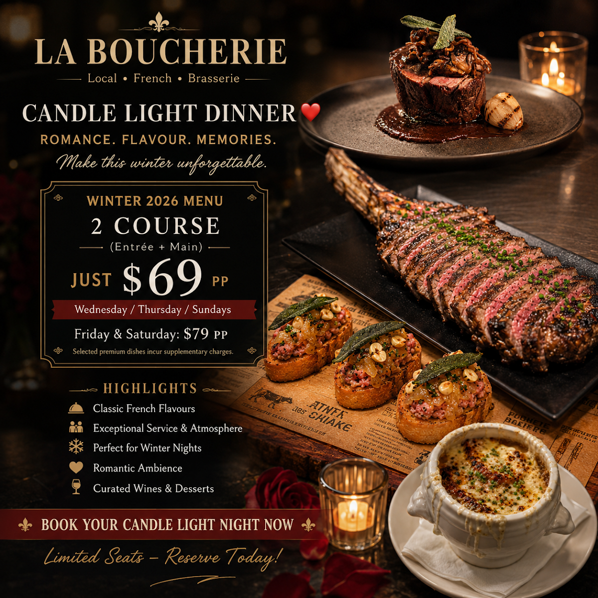 Menu, La Boucherie French Restaurant