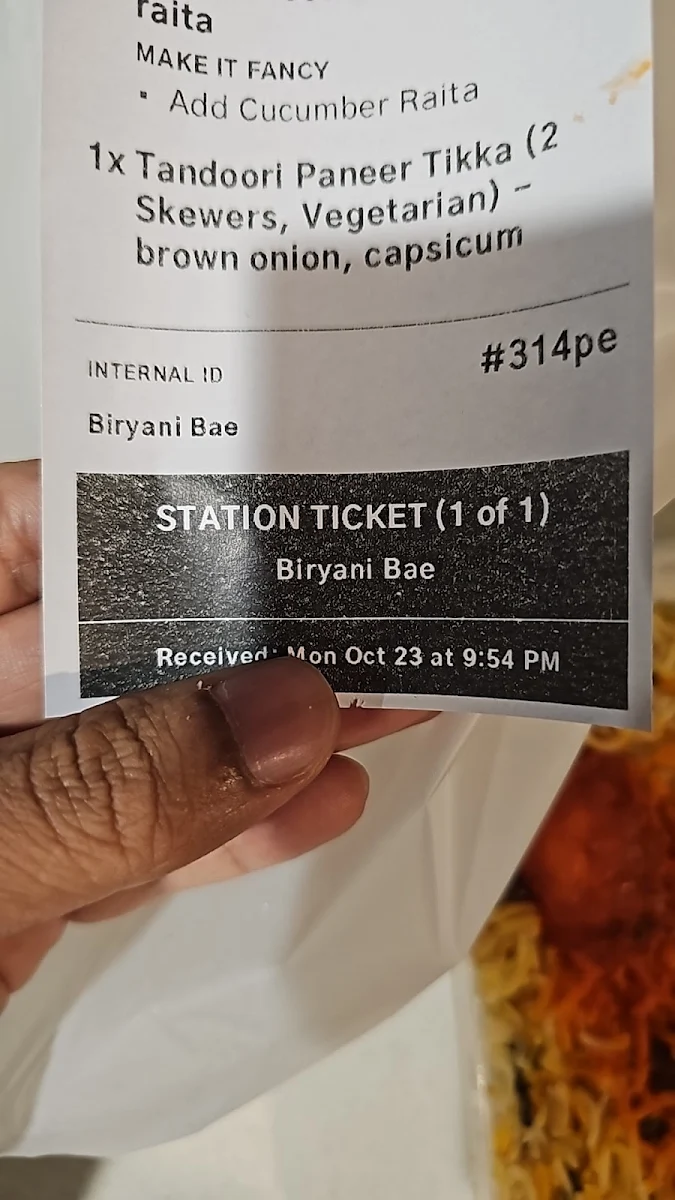 Menu, Briyani Bae