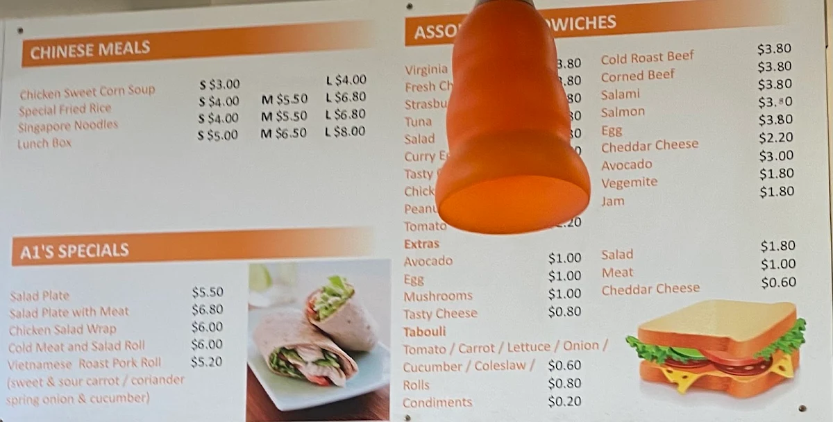 Menu, A-1 Nibbles