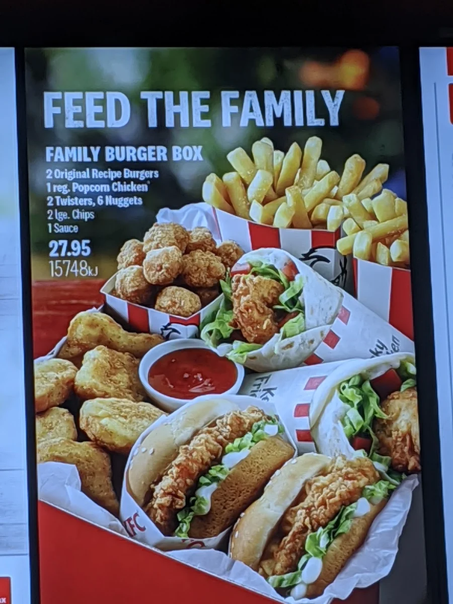 Menu, KFC Artarmon
