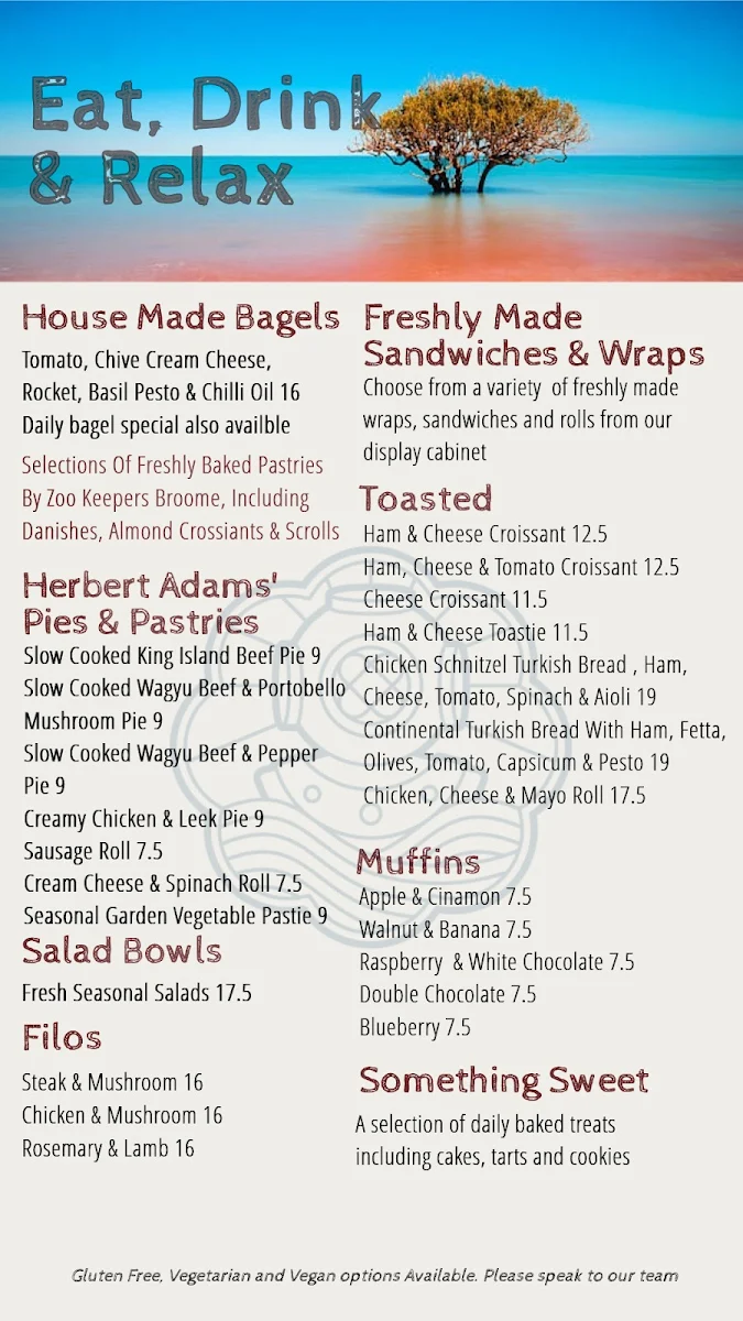 Menu, Nakamuras Bar & Cafe