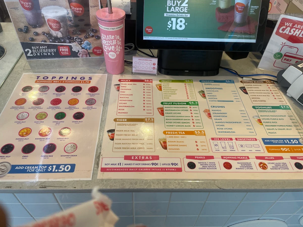 Menu, Sharetea Waurn Ponds (Grovedale)