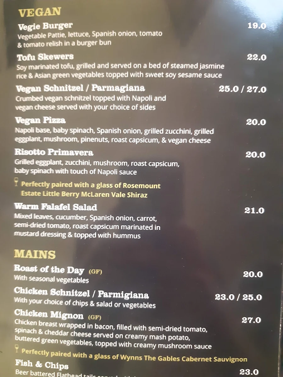 Menu, The Lilydale International