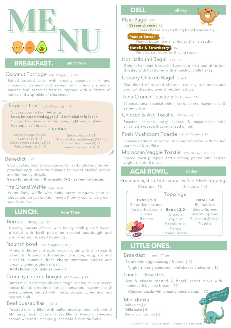 Menu, Roast Retreat