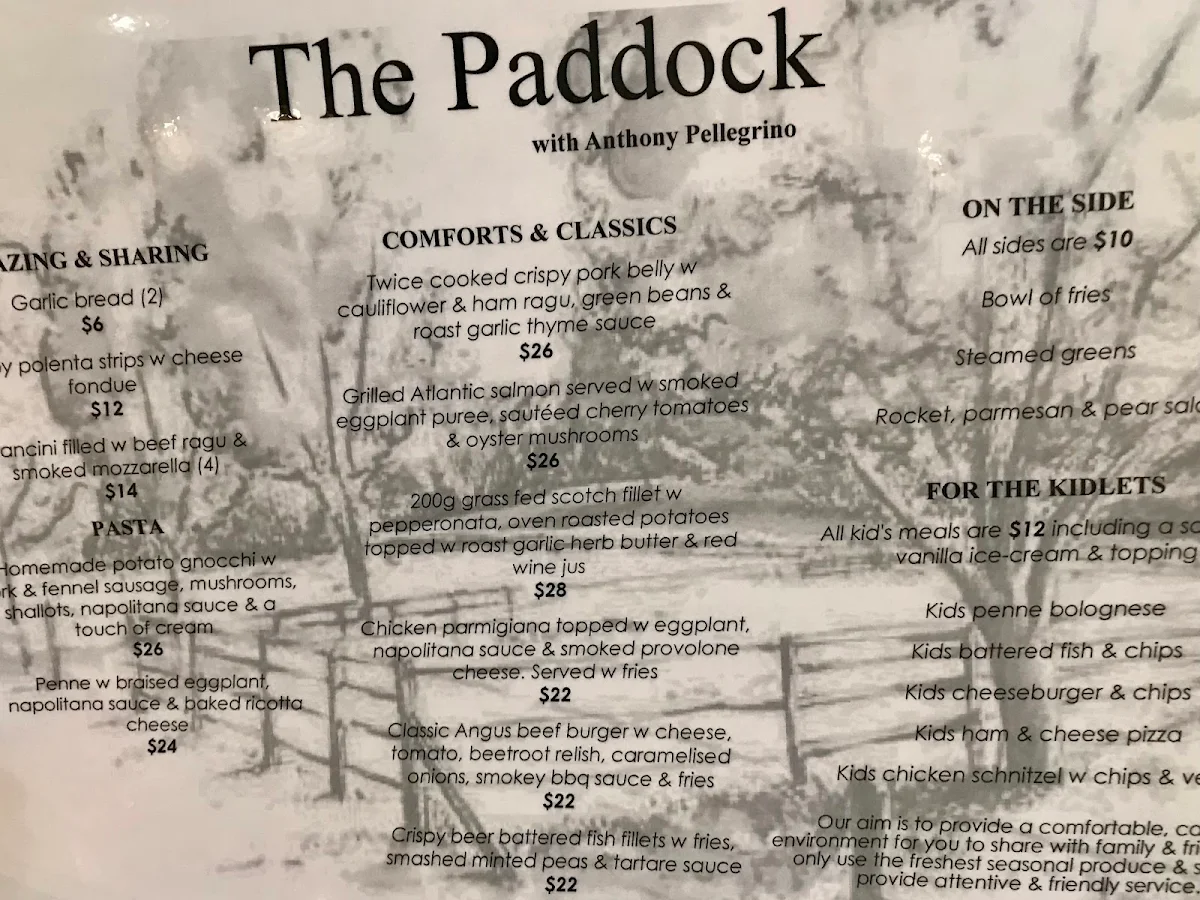 Menu, The Bundanoon Club