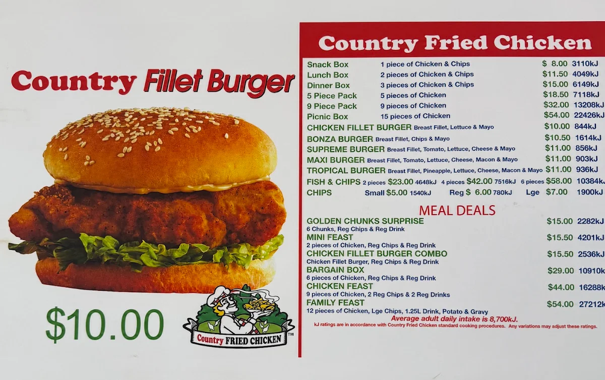 Menu, E V Fish And Chips