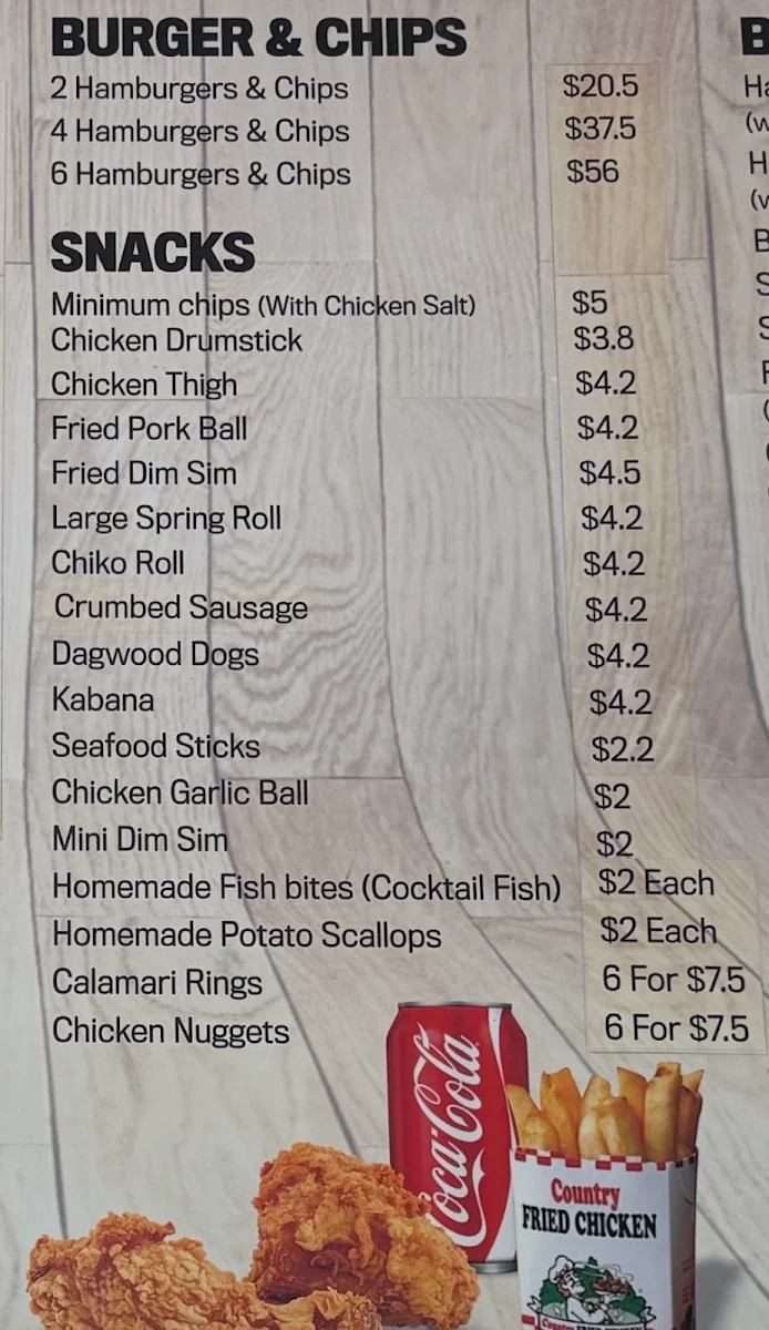 Menu, E V Fish And Chips