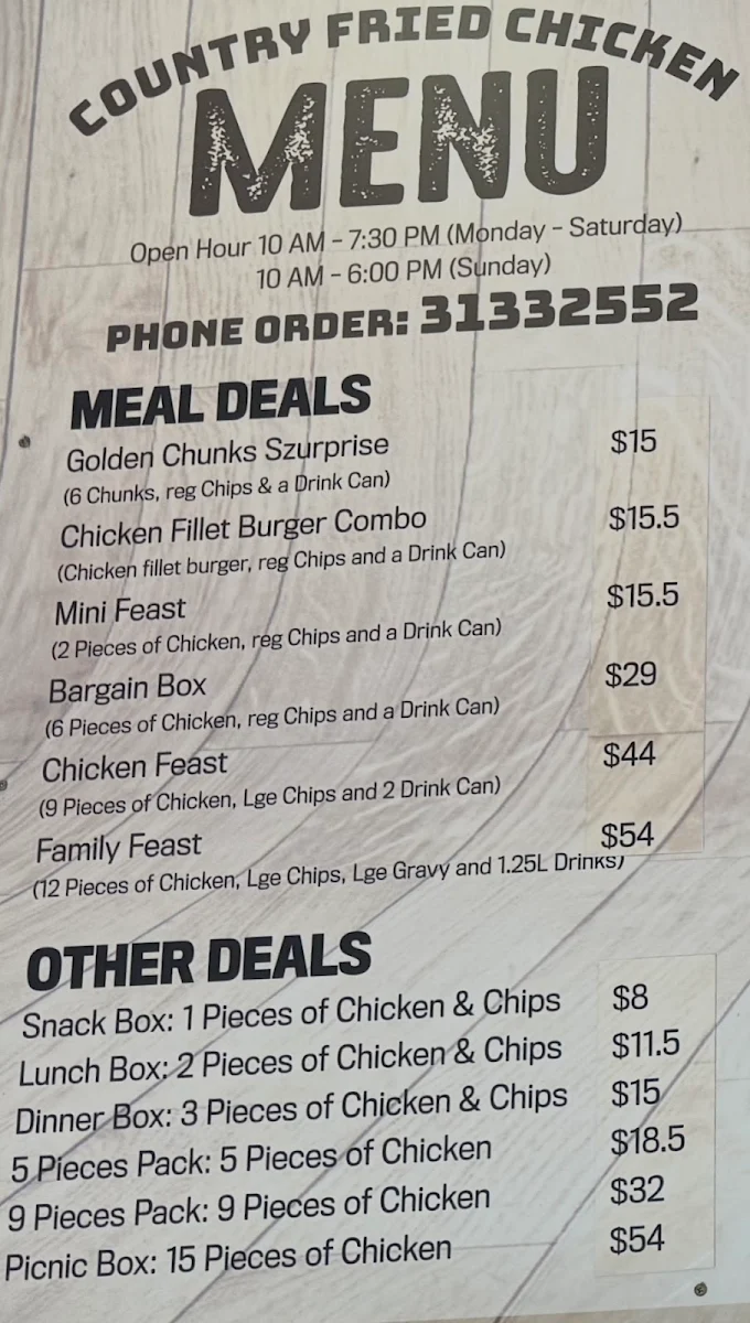 Menu, E V Fish And Chips