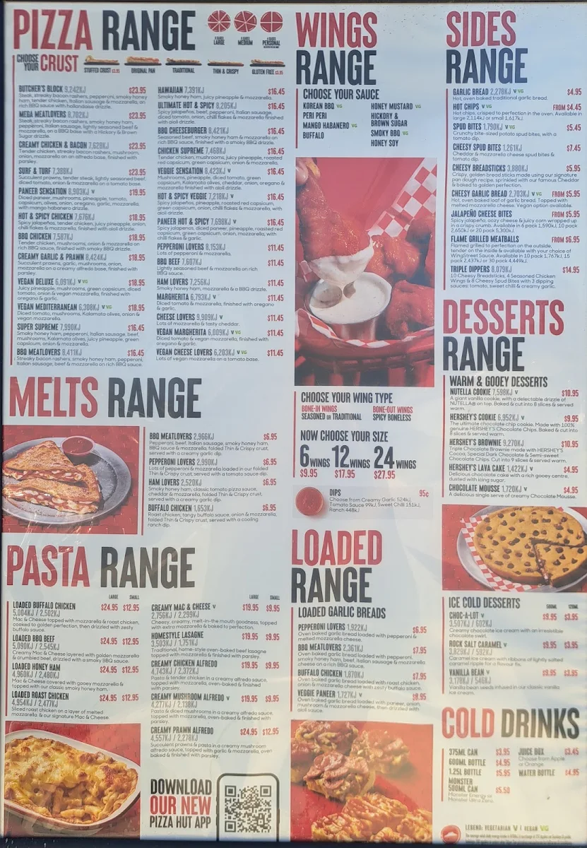 Menu, Pizza Hut Cessnock (NEW)