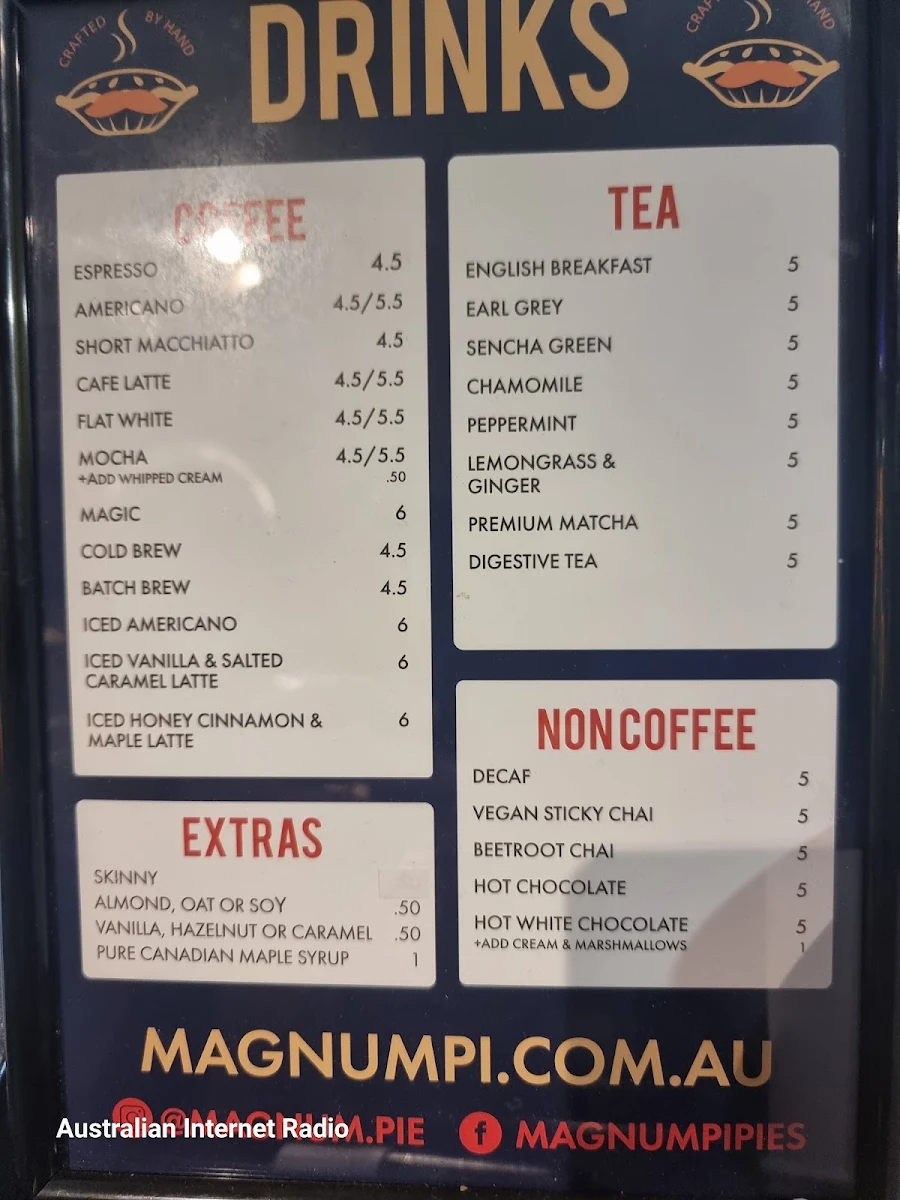 Menu, Magnum Pi
