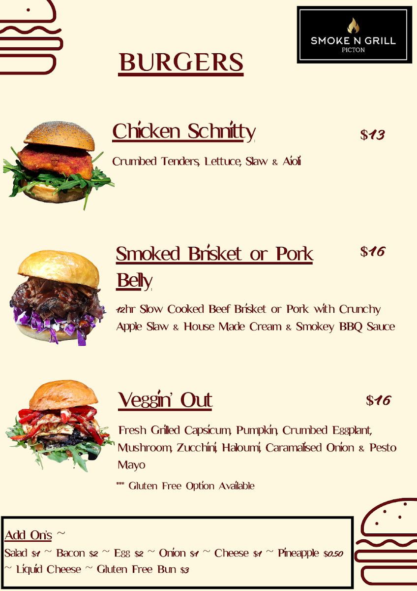 Menu, Smoke N Grill
