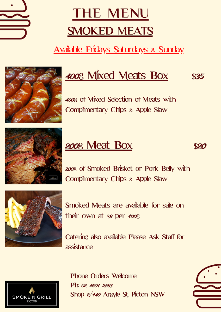 Menu, Smoke N Grill