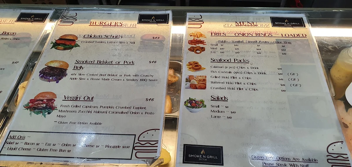 Menu, Smoke N Grill