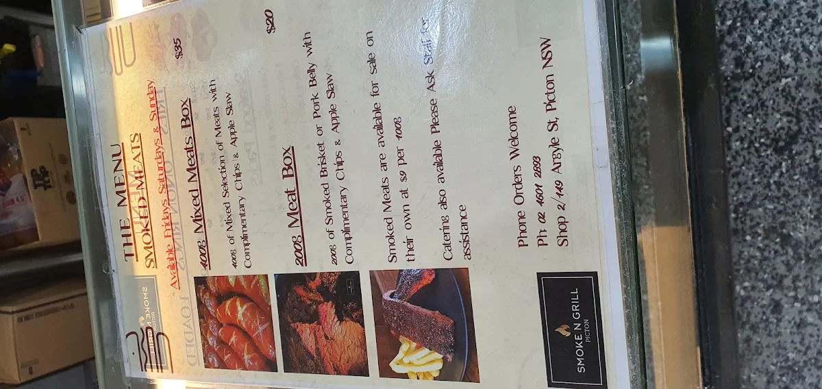 Menu, Smoke N Grill