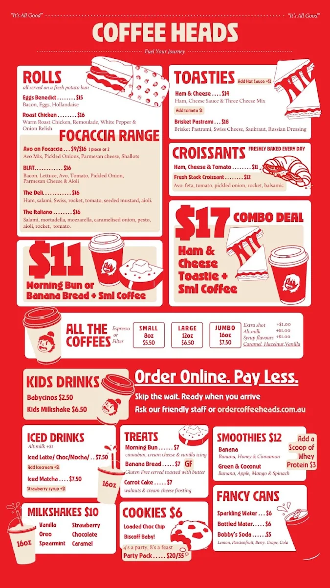 Menu, Coffee Heads
