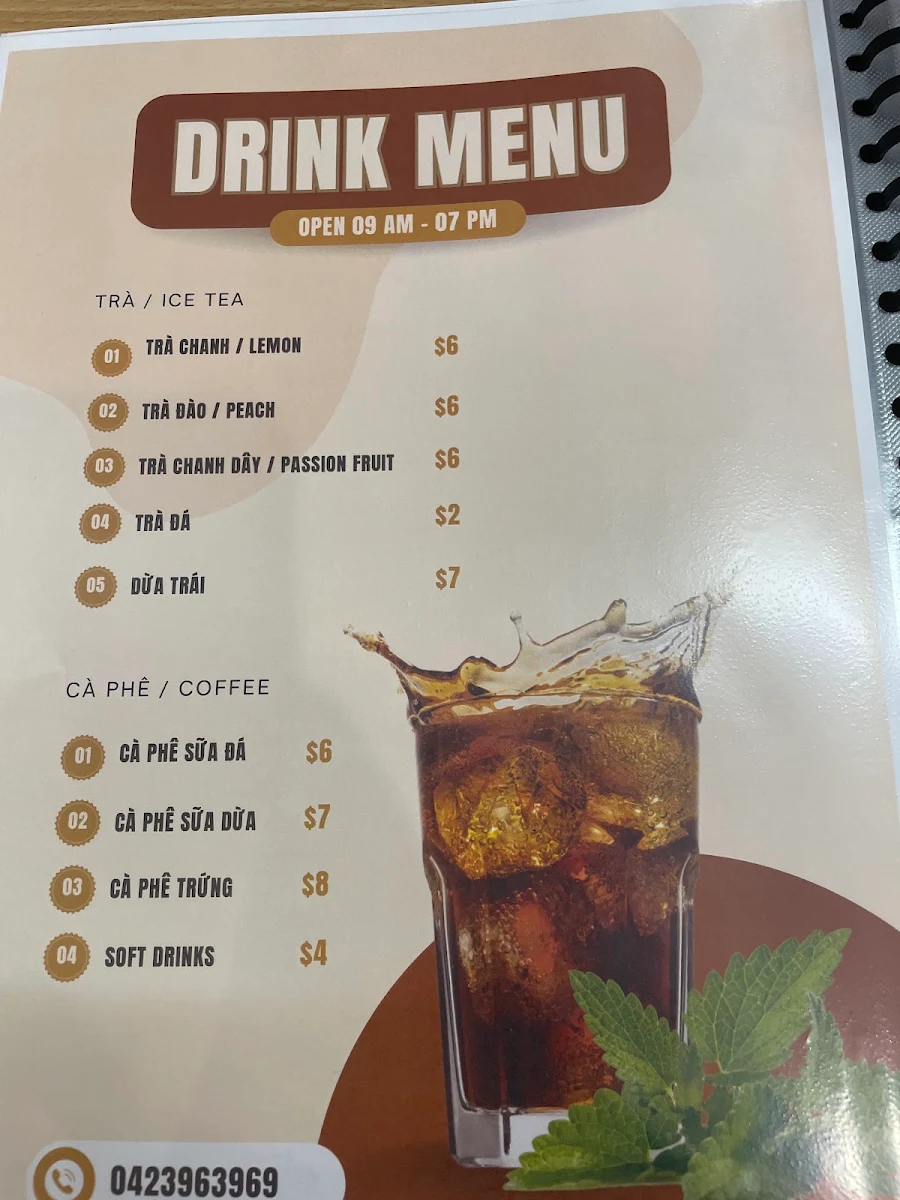 Menu, PON Restaurant