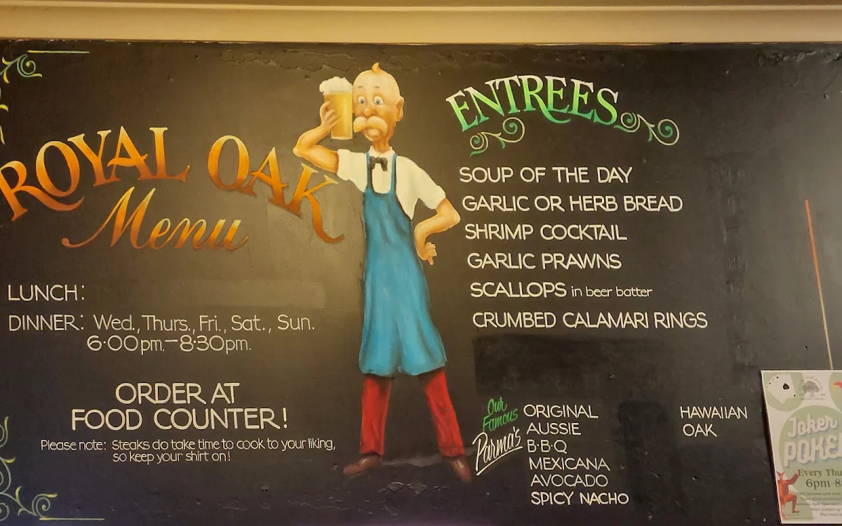 Menu, Royal Oak Hotel