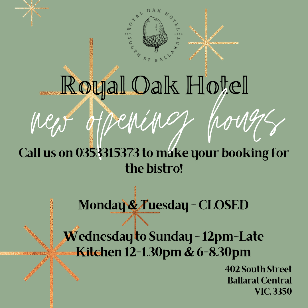 Menu, Royal Oak Hotel