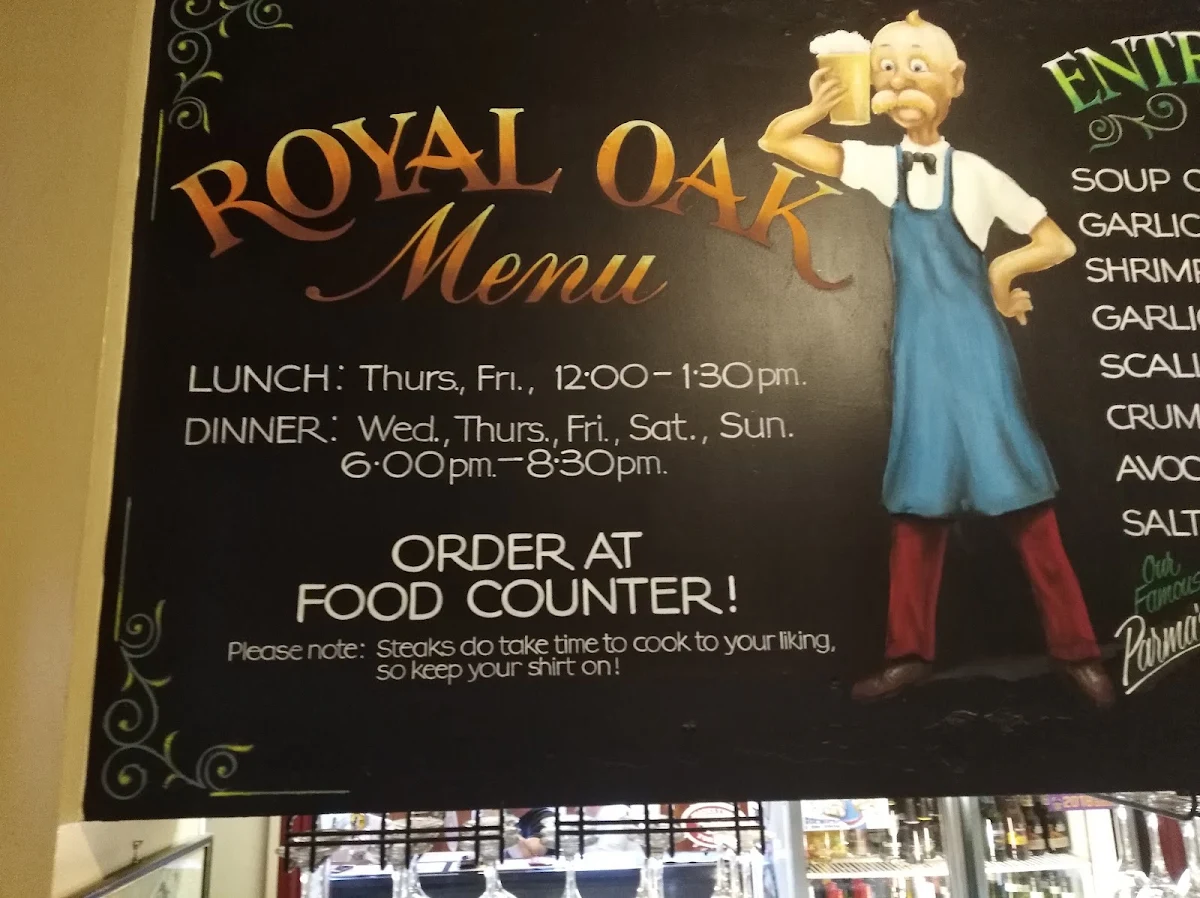 Menu, Royal Oak Hotel