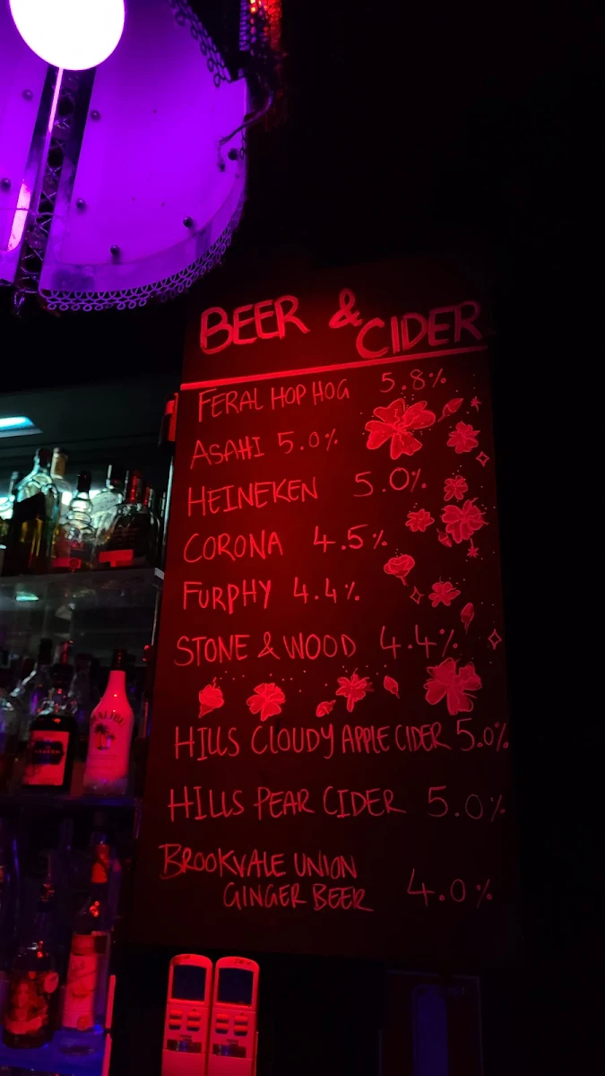 Menu, Geisha Bar