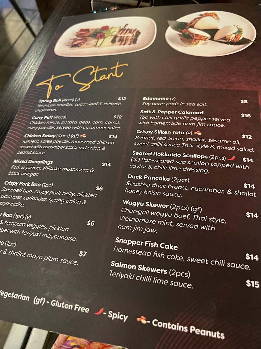 Menu, Chim Thai Cove