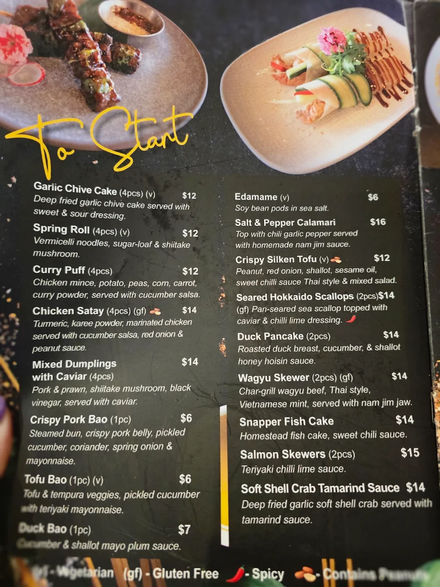 Menu, Chim Thai Cove