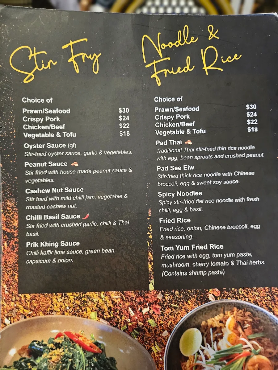 Menu, Chim Thai Cove
