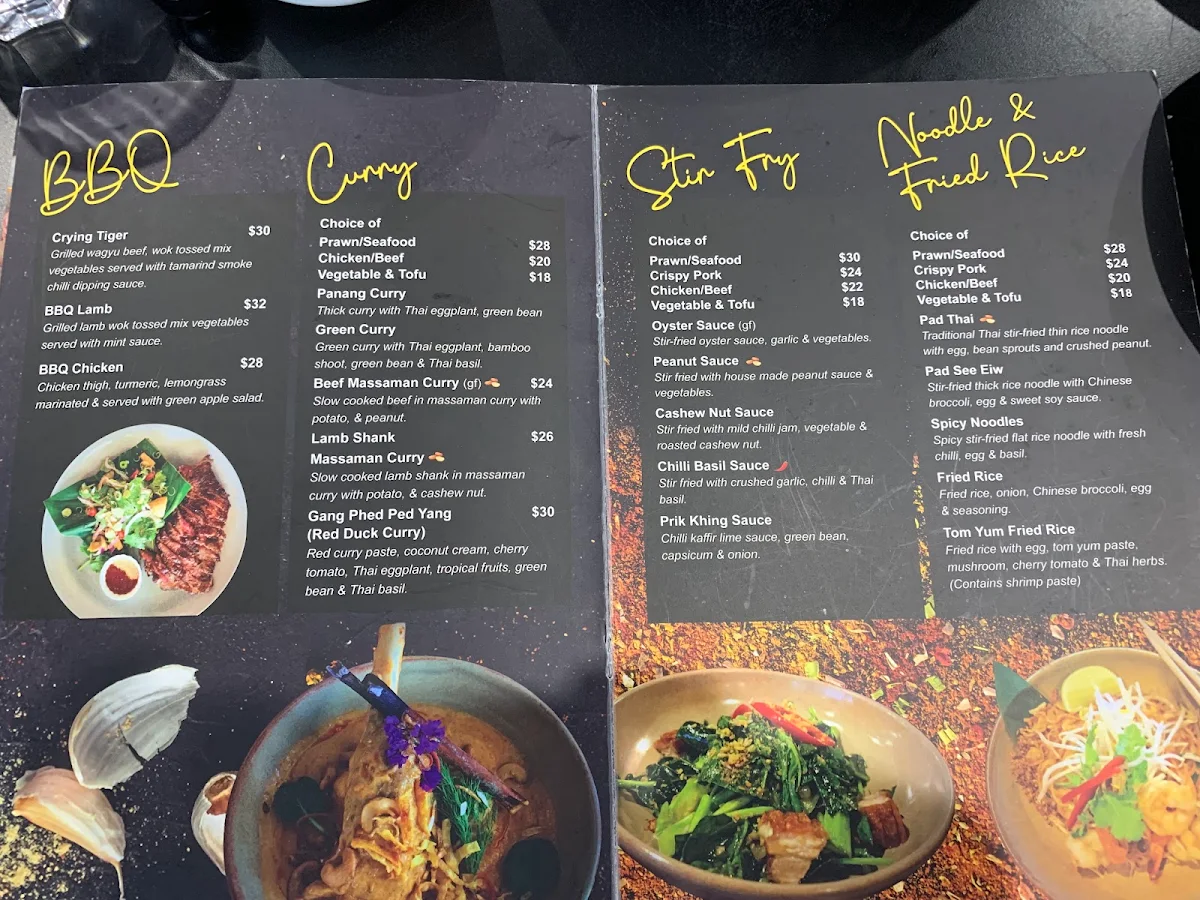 Menu, Chim Thai Cove