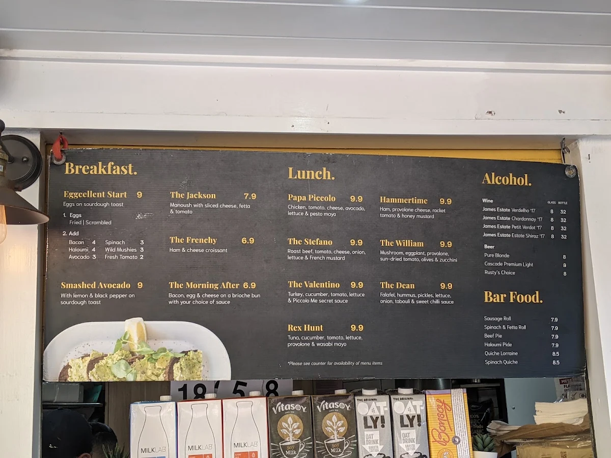 Menu, Piccolo Me Royal Botanic Gardens (RBG)