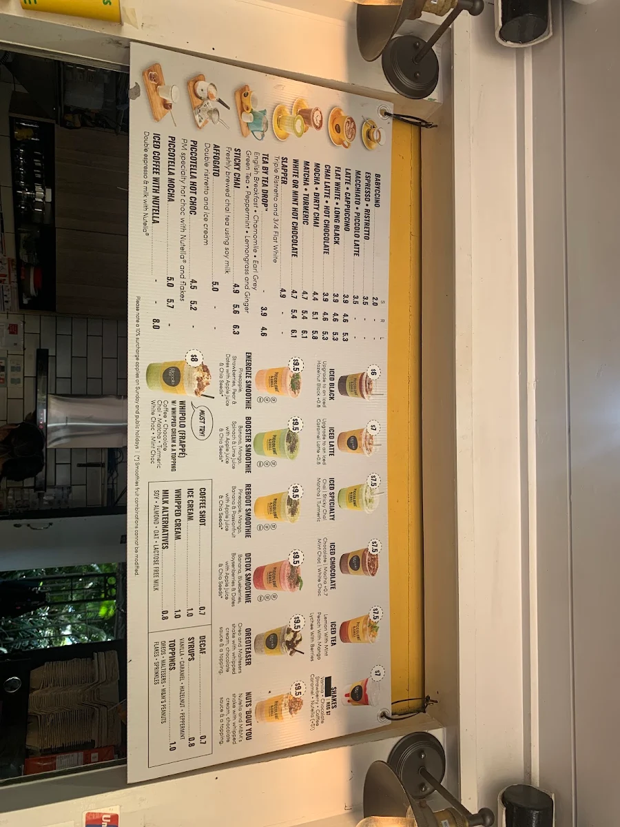 Menu, Piccolo Me Royal Botanic Gardens (RBG)