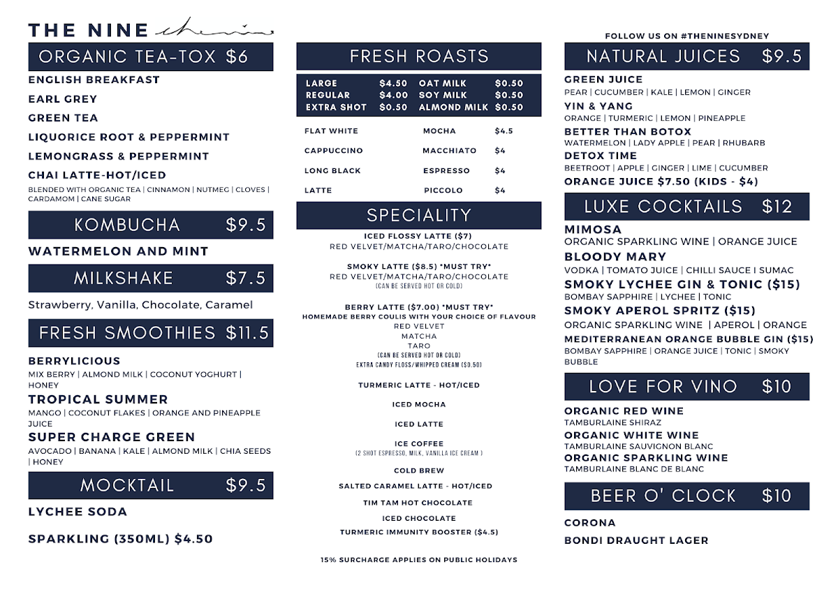Menu, The Nine