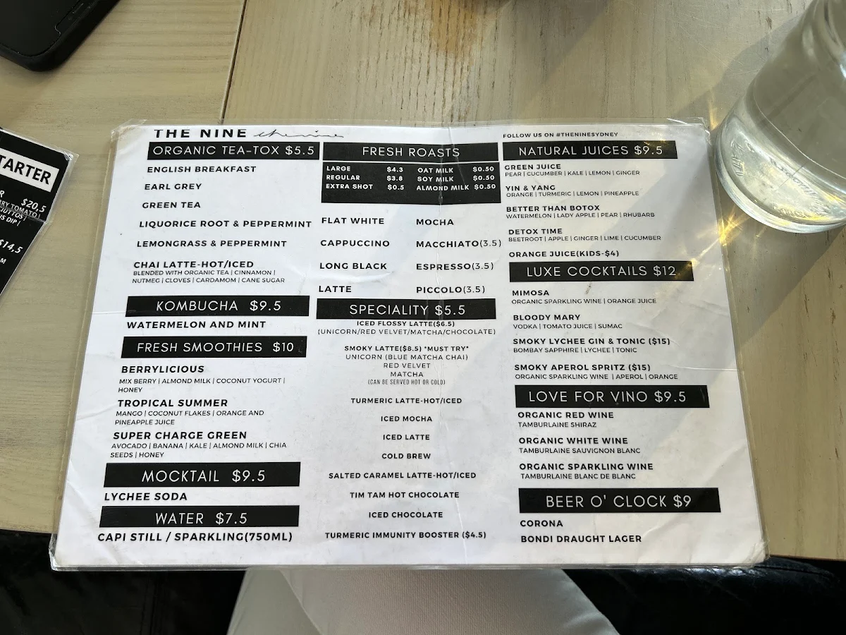 Menu, The Nine