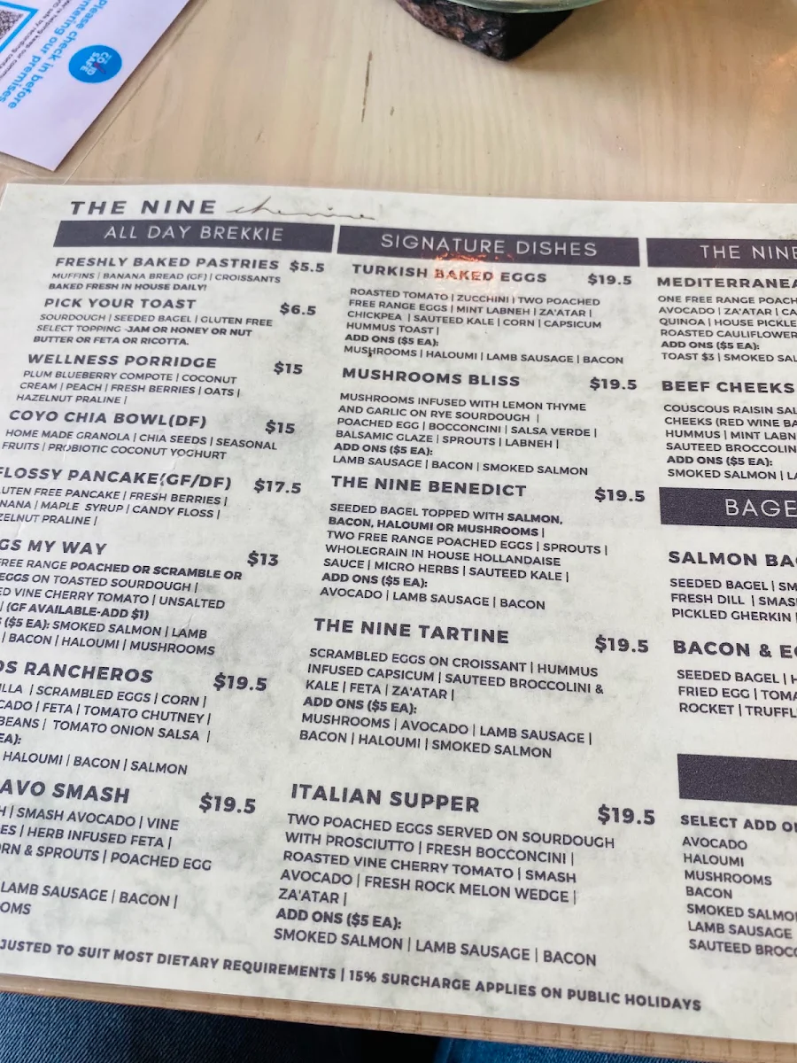 Menu, The Nine